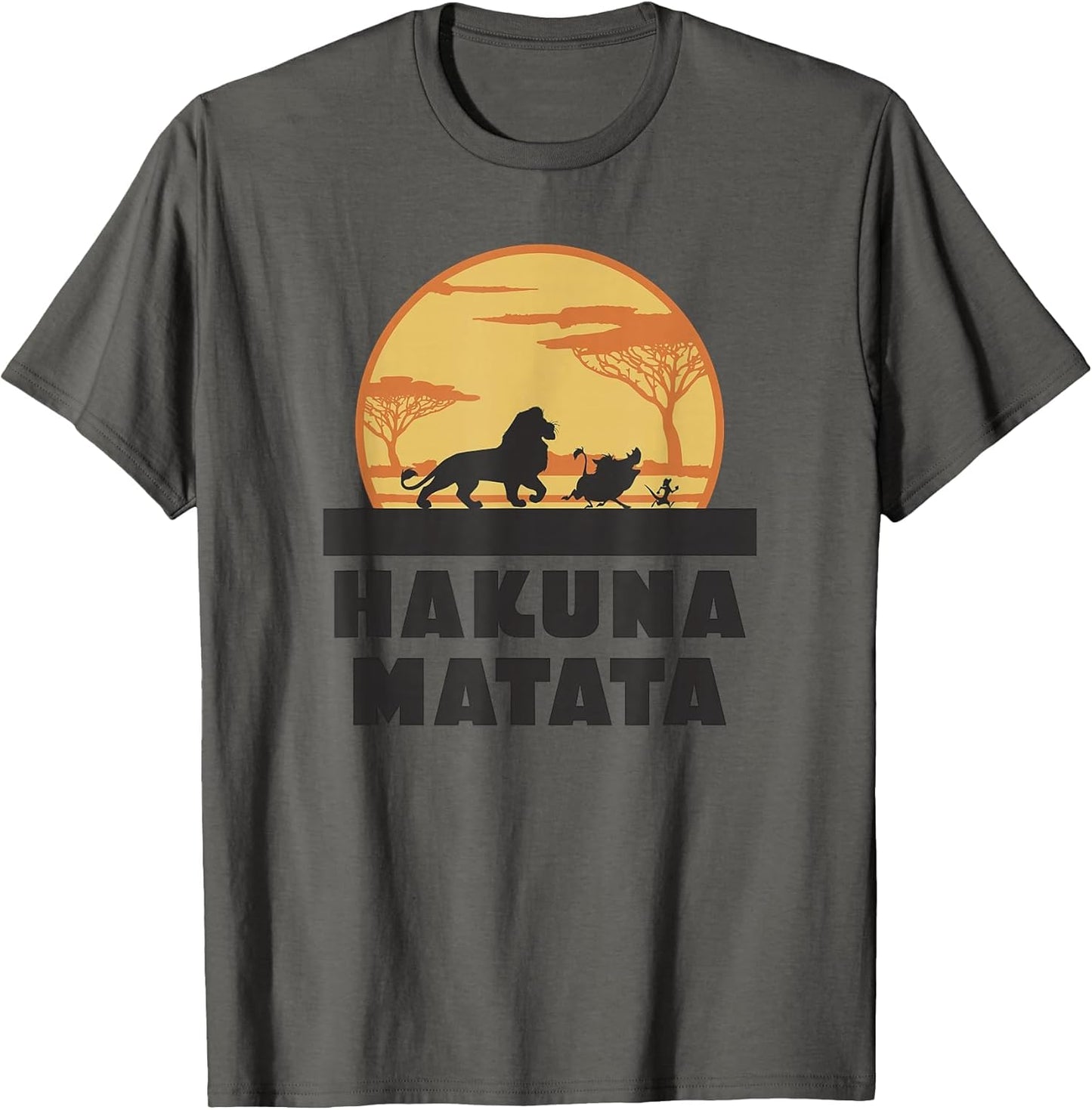 Disney The Lion King Hakuna Matata Crew Sideview Silhouettes , Men, Asphalt Grey, Large