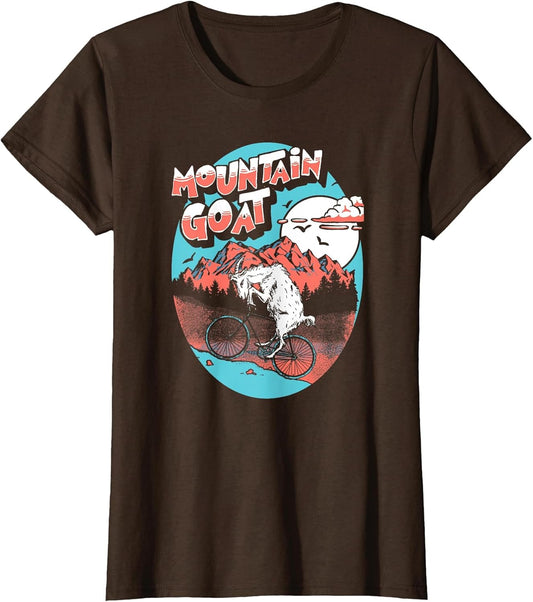 Mountain Goat Funny Mountain Biking Goat Biker Vintage 80s
