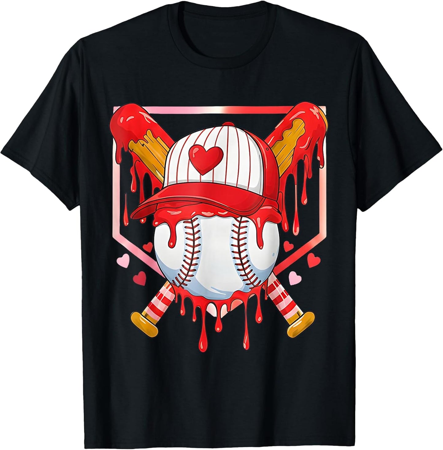 Baseball Heart Valentines Day Baseball Ice Cream Drip Boys