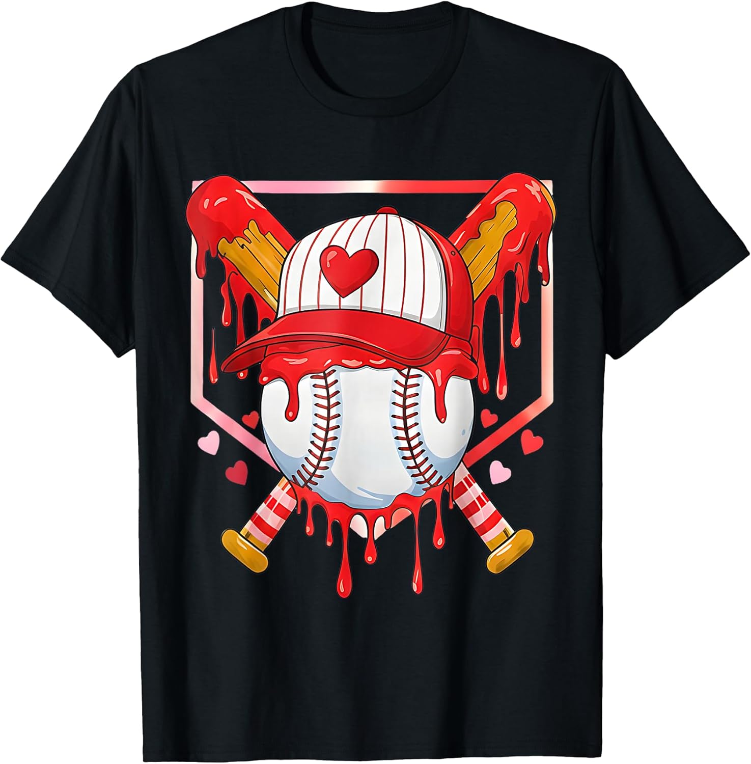 Baseball Heart Valentines Day Baseball Ice Cream Drip Boys