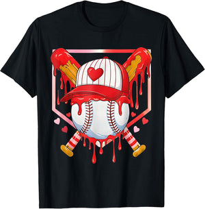 Baseball Heart Valentines Day Baseball Ice Cream Drip Boys