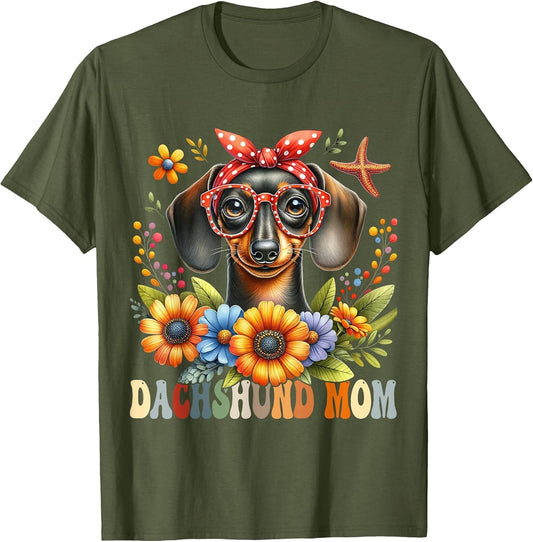 Dachshund Mom Dog Lover Mother's Day Retro Floral Women