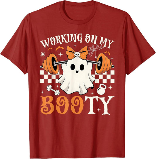 Funny Halloween Working On My Booty Boo-Ty Gym Ghost
