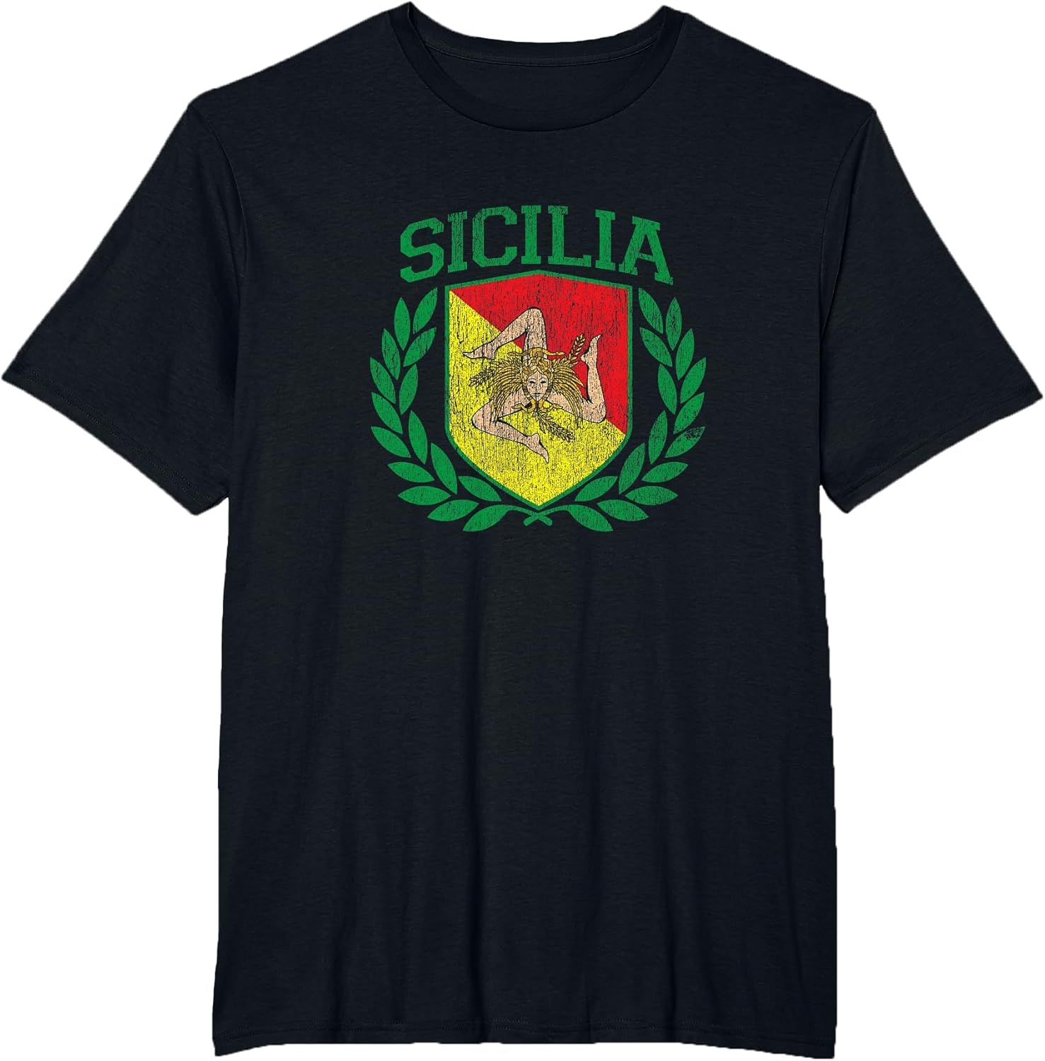 Sicily - Sicilia Flag and Shield Trinacria - Sicilian Flag