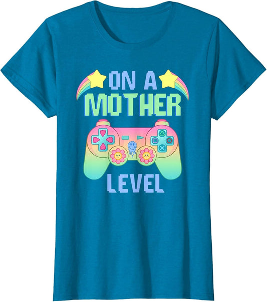 Funny Mothers Day On A Mother Level Gamer Mom Retro Gaming