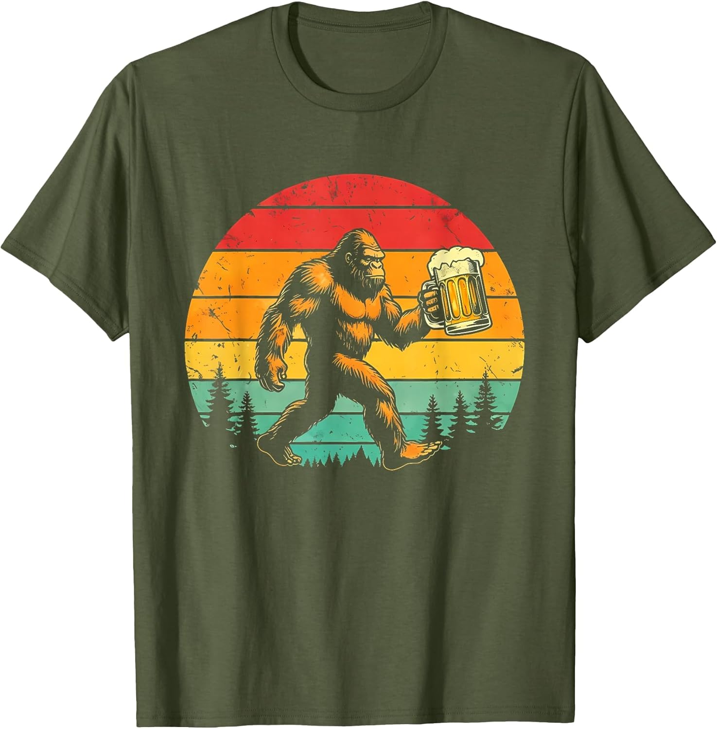 Funny Sasquatch Beer Lover Retro Sun