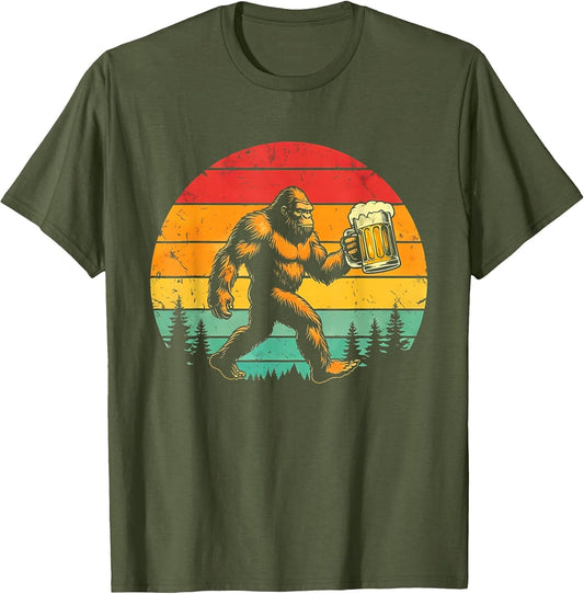 Funny Sasquatch Beer Lover Retro Sun