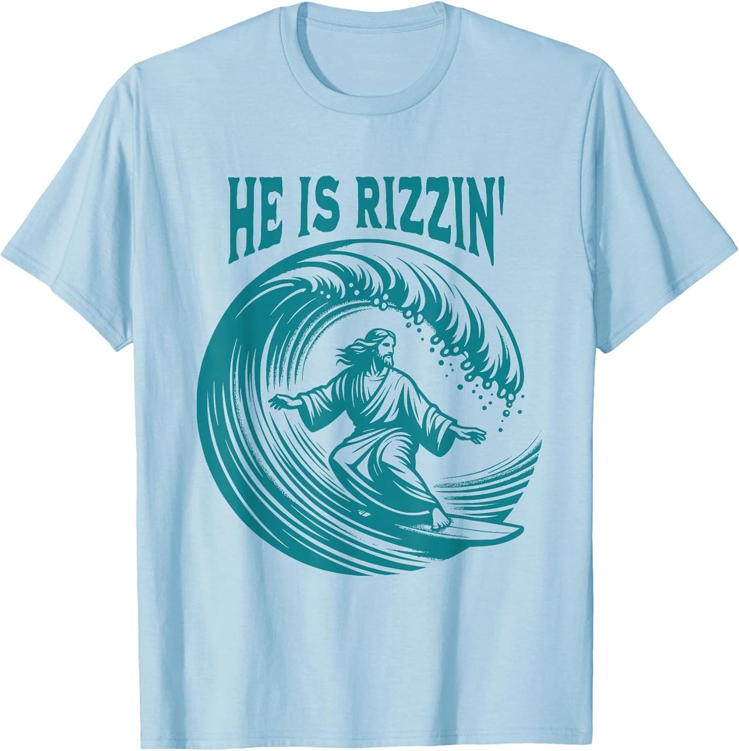 He is Rizzin Christian Jesus Surfing Funny Retro Vintage