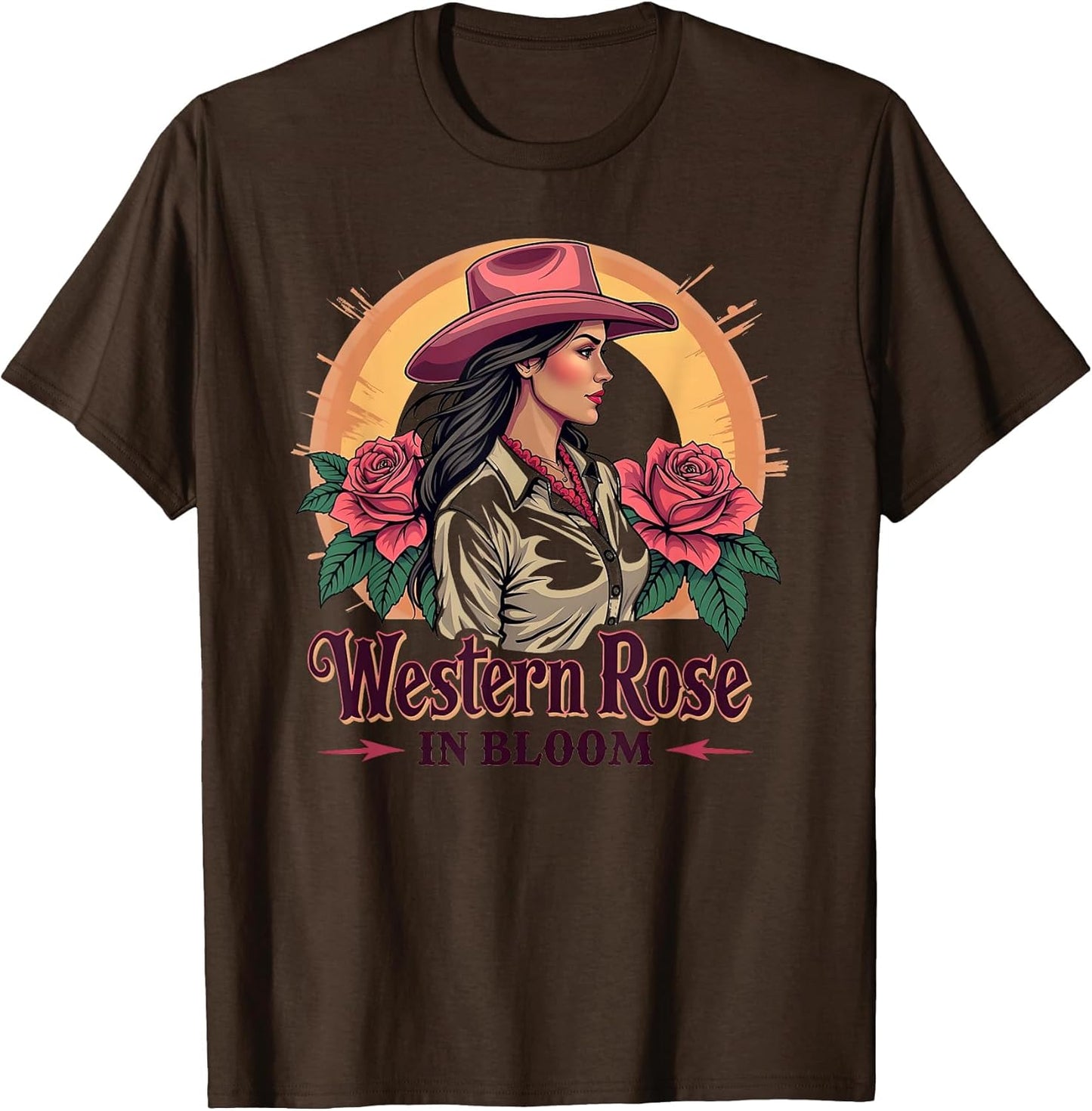 Western Rose In Bloom Pink Cowgirl Design