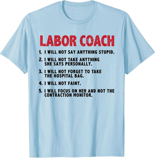 Labor Coach Expecting Dad Rules Funny Papa Baby Vintage