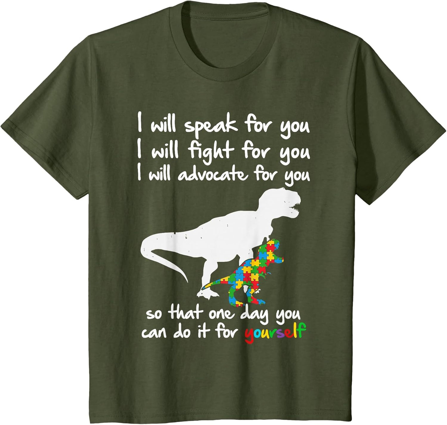Autism Awareness Dinosaur Mom Teacher I Will Speak for You