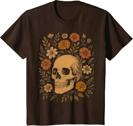 Fairycore Flowers Skull Whimsical Art Style Florals Vintage