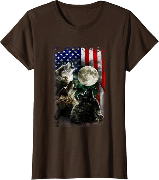 The Mountain Wolfs Lookout Flag American Wolves Moon Light