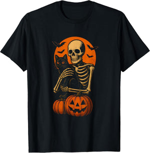 Skeleton and Cute Cat Black Kitten for Halloween Costume