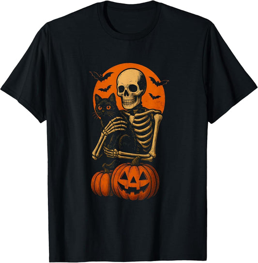 Skeleton and Cute Cat Black Kitten for Halloween Costume