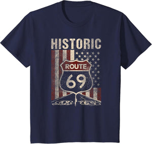 Historic Route 69 Americana USA Flag Funny Graphic