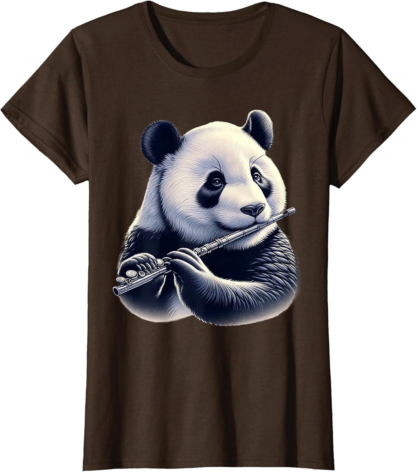 Cute Panda Bear Playing Flute Musician Music