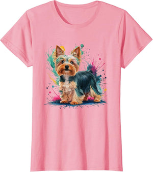 Men Woman Colorful Watercolor Yorkshire Terrier