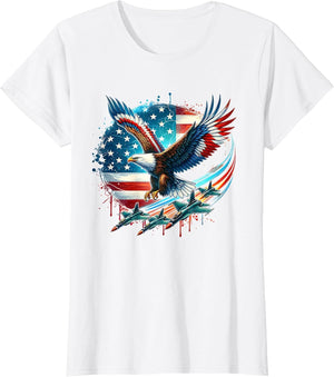 Boys 4th of July American Bald Eagle USA Flag Fighter Jet