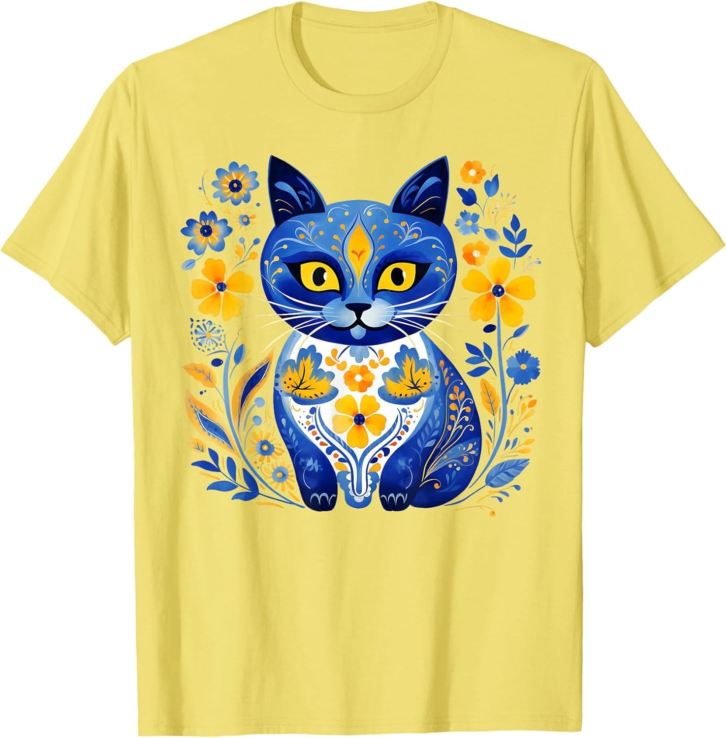 Ukraine Cat Floral Vintage Ukrainian Flag Vyshyvanka Style