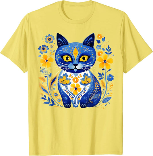 Ukraine Cat Floral Vintage Ukrainian Flag Vyshyvanka Style