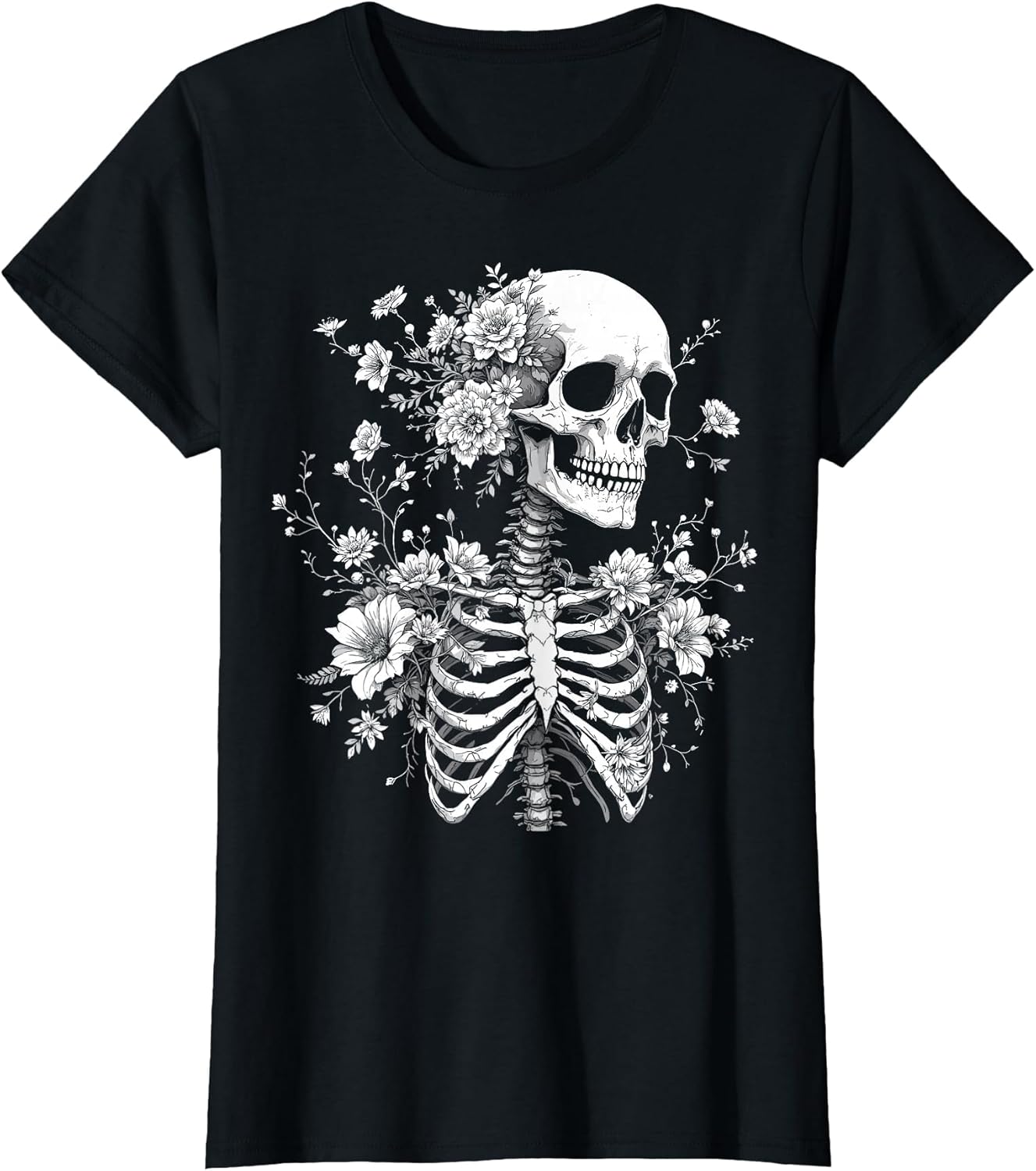 Floral Skeleton Flowers Goth Occult Death Dark Art Gothic