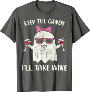 Keep The Candy I'll Take Wine Funny Halloween Girl Ghost