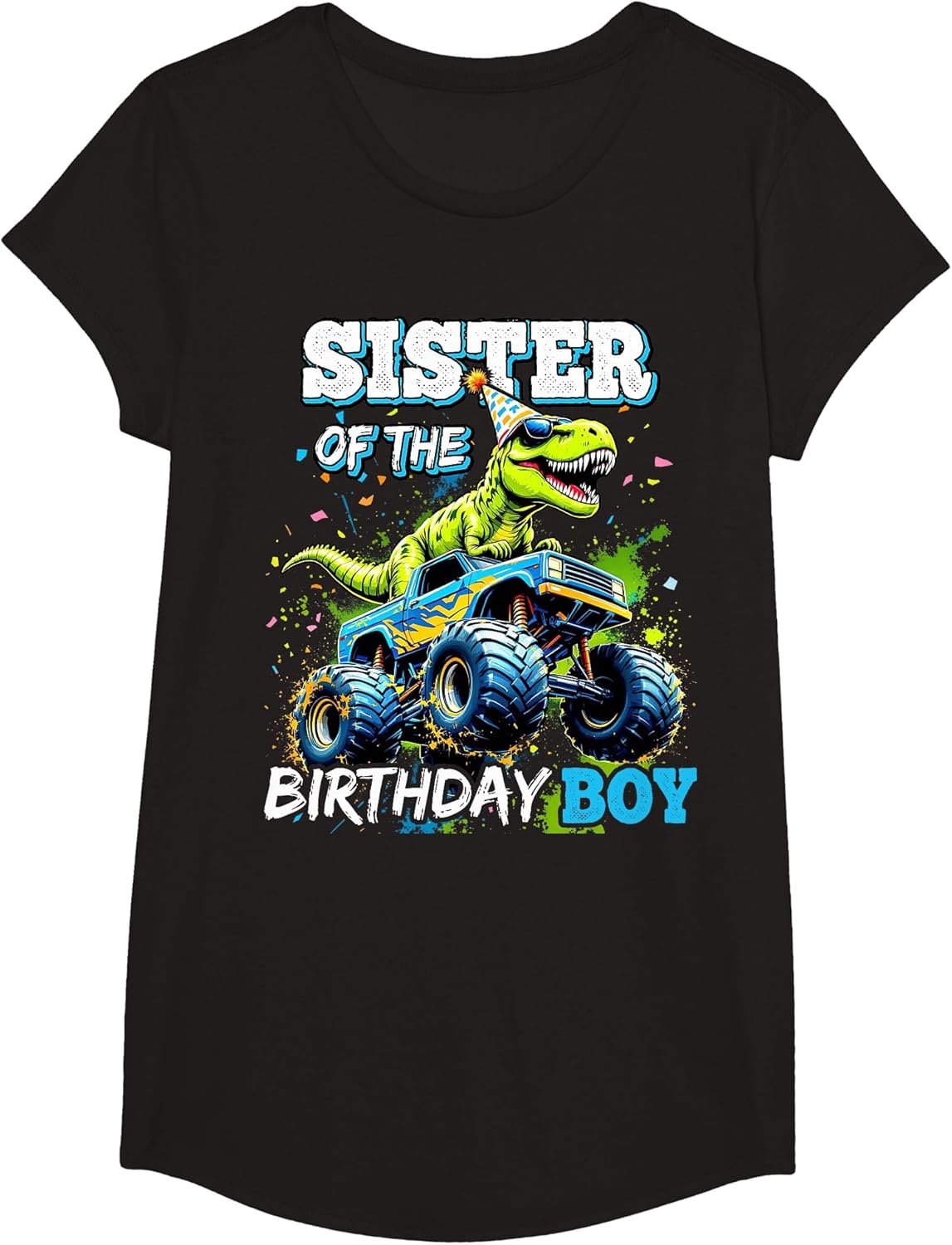 Sister of the Birthday Boy Monster Truck Dinosaur Party