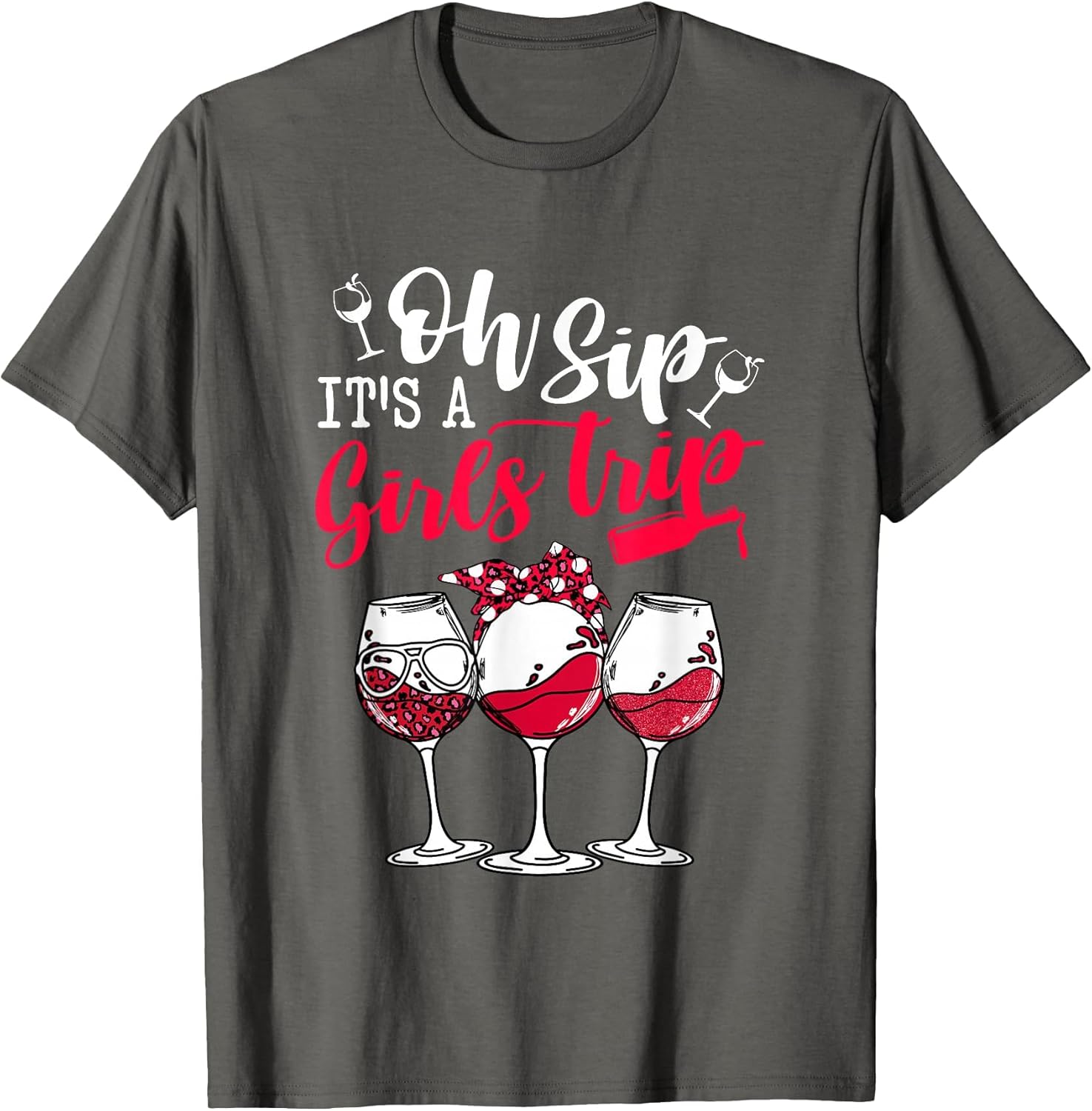 Oh Sip It's A Girls Trip Leopard Print Wine Glasses Party