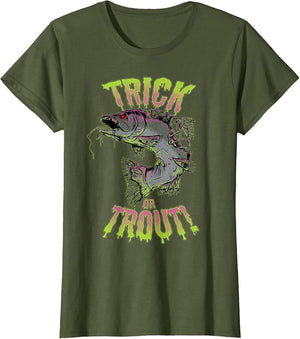 Funny Halloween Trout Fishing & Angling Trick or Trout