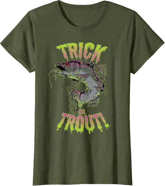 Funny Halloween Trout Fishing & Angling Trick or Trout