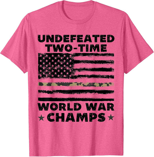 Undefeated World War Champs 4th of July American Army Flag
