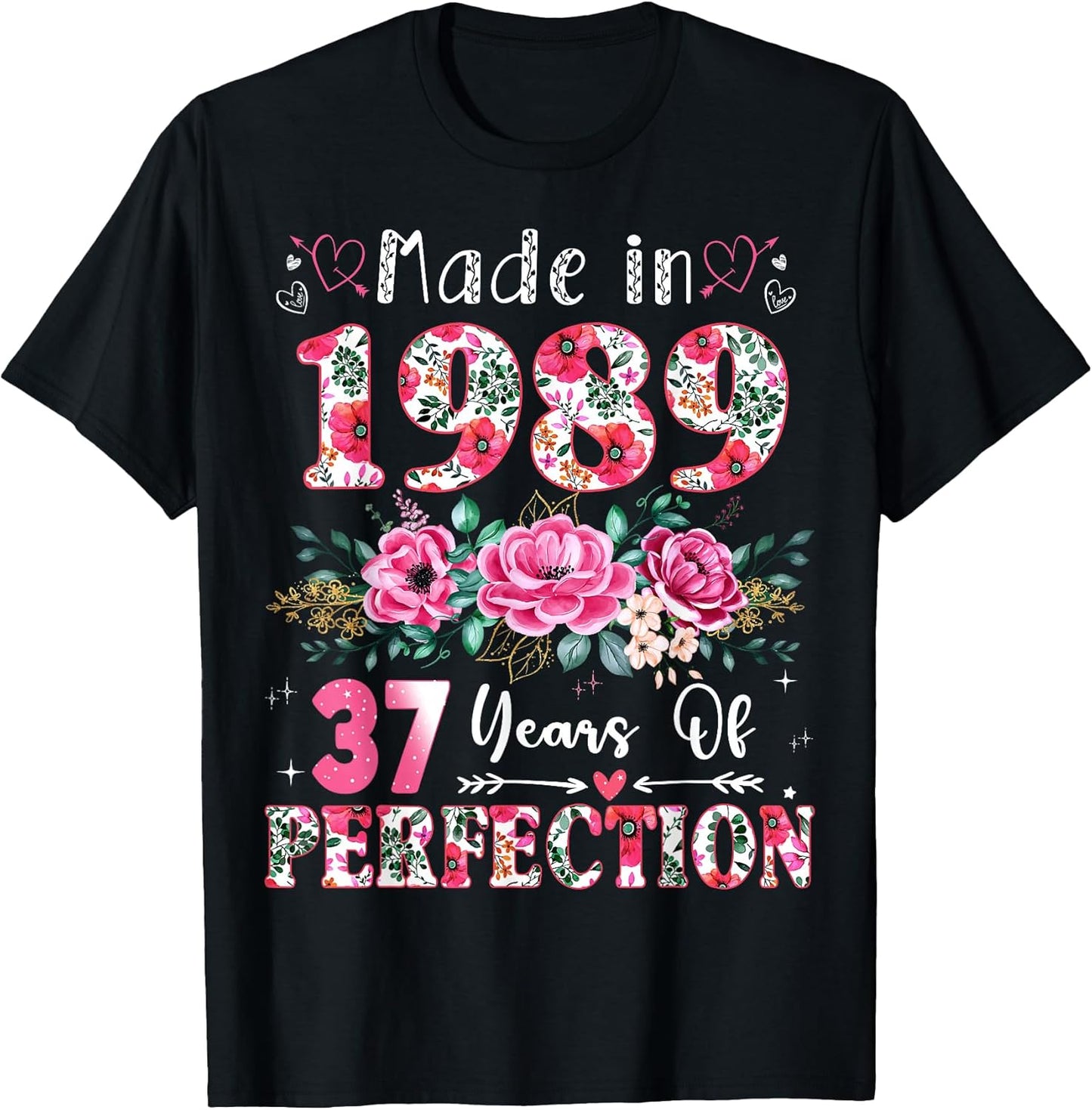 37 Year Old Made in 1989 Floral 37th Birthday Women