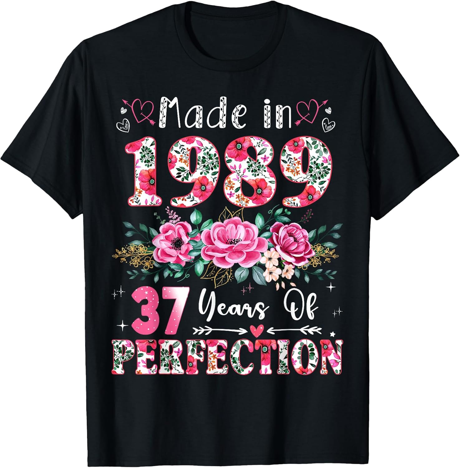 37 Year Old Made in 1989 Floral 37th Birthday Women
