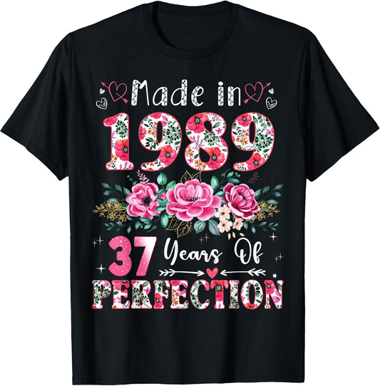 37 Year Old Made in 1989 Floral 37th Birthday Women