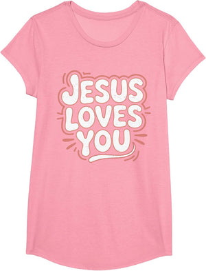 Girls Jesus Loves You Pink Christian Toddler Sister God Mom
