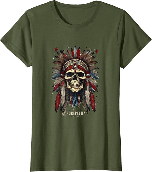 Purepecha Mexican Native Indian Skull Warrior Pride