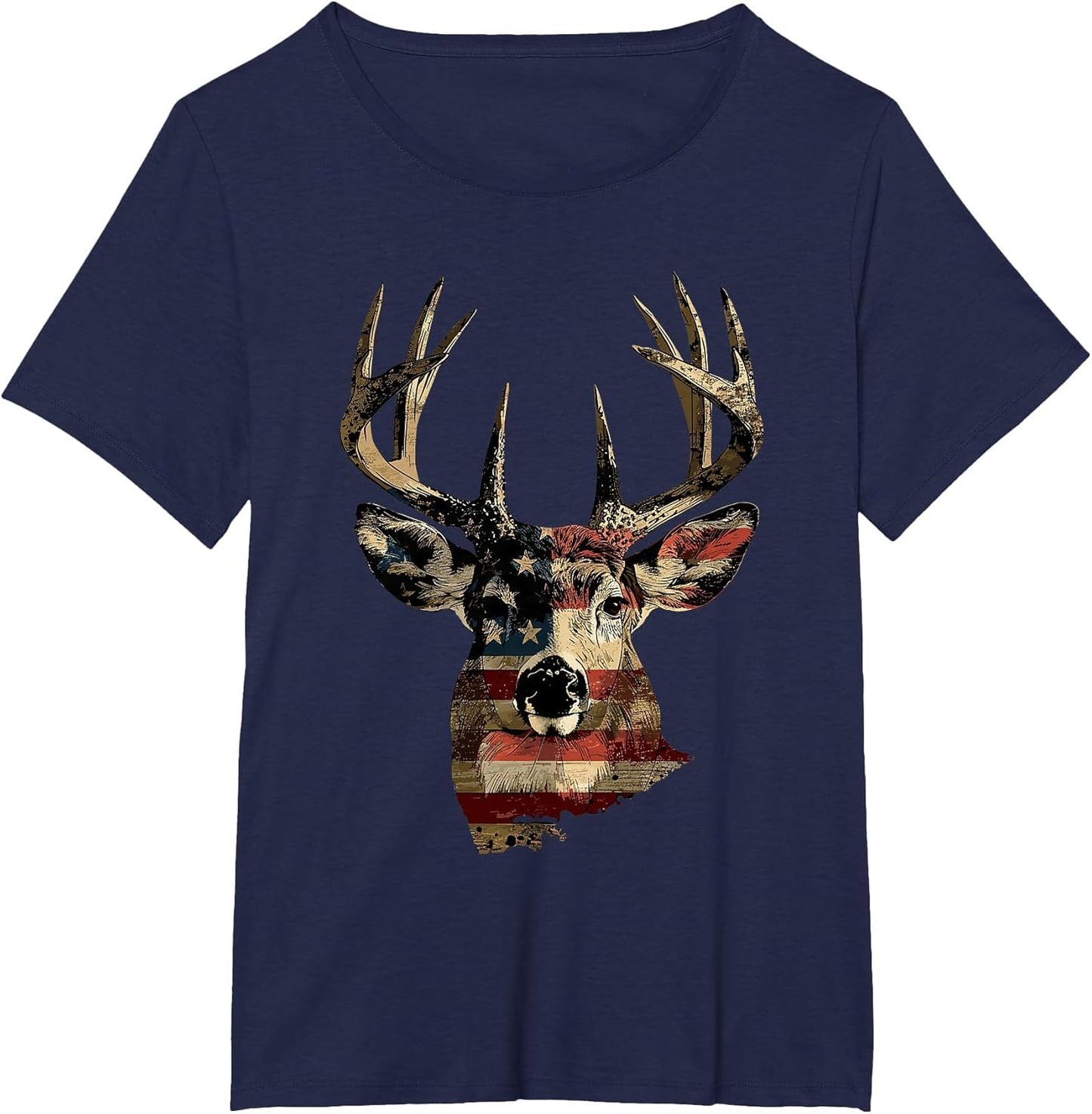 Whitetail Buck Deer Hunting 4th of July USA American Flag