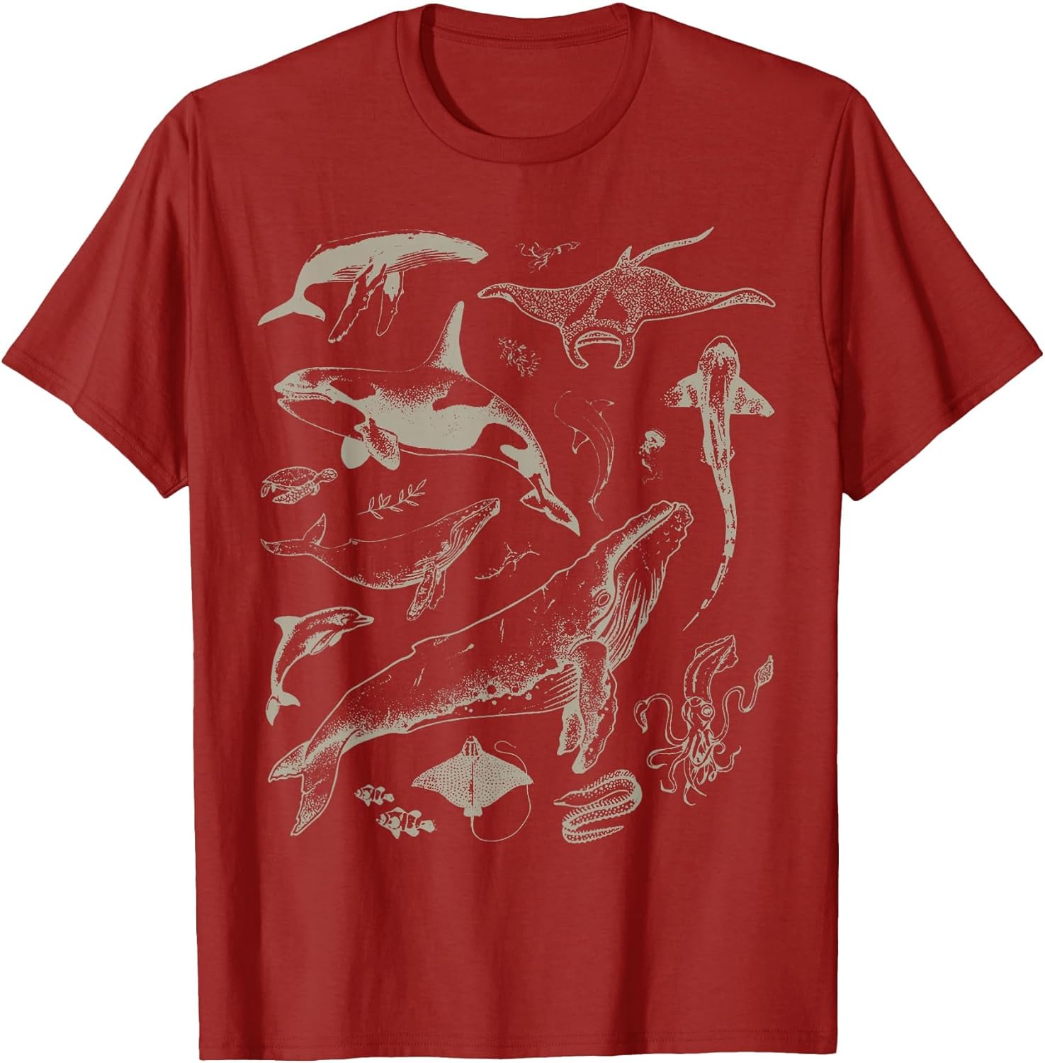 Retro Ocean Wildlife Shark Turtle Octopus Fish Animal Lover