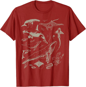 Retro Ocean Wildlife Shark Turtle Octopus Fish Animal Lover