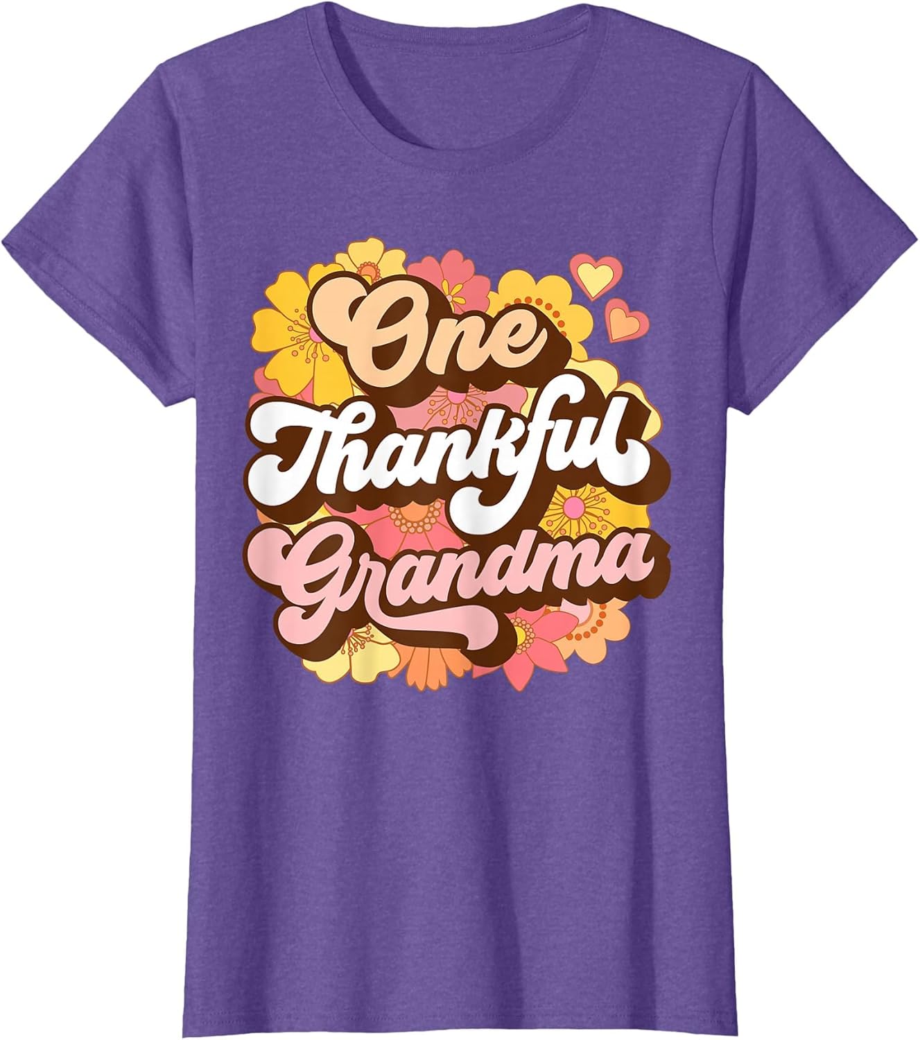 One Thankful Grandma Retro Groovy Fall Thanksgiving Flowers