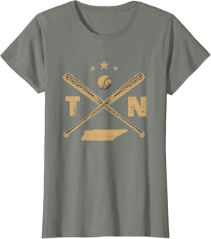 Vintage Map TN Tennessee Baseball Bats Coach Hometown Pride