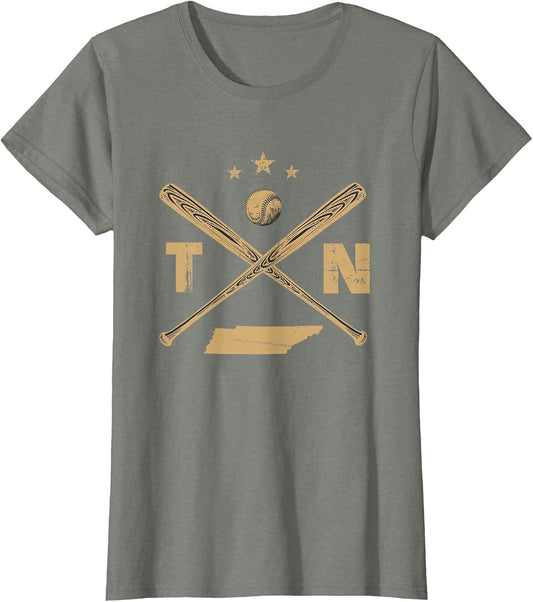Vintage Map TN Tennessee Baseball Bats Coach Hometown Pride