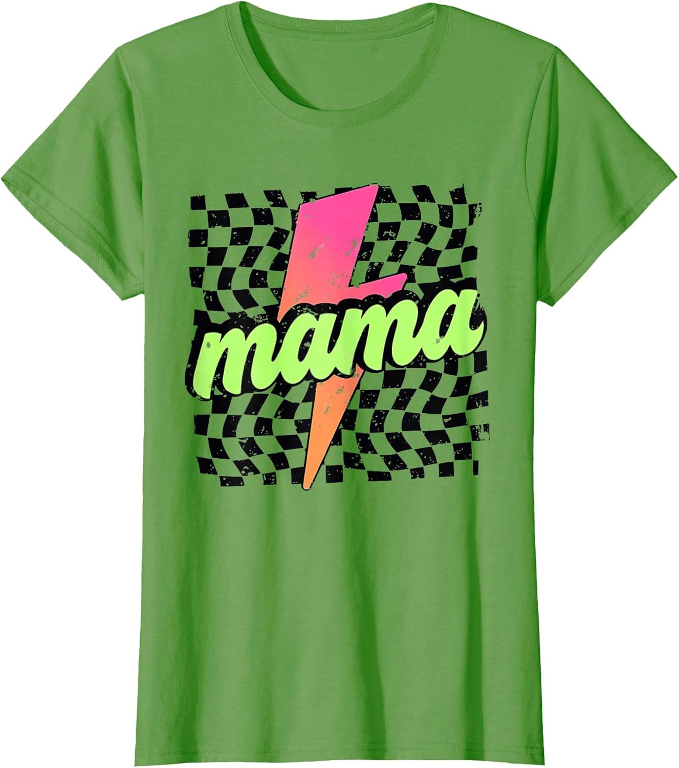 Mama Lightning Bolt Checkered Mom Women Mother's Day