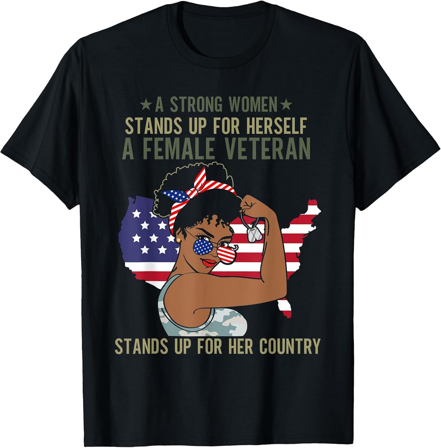 African American Army Veteran Female Afro Melanin Girl