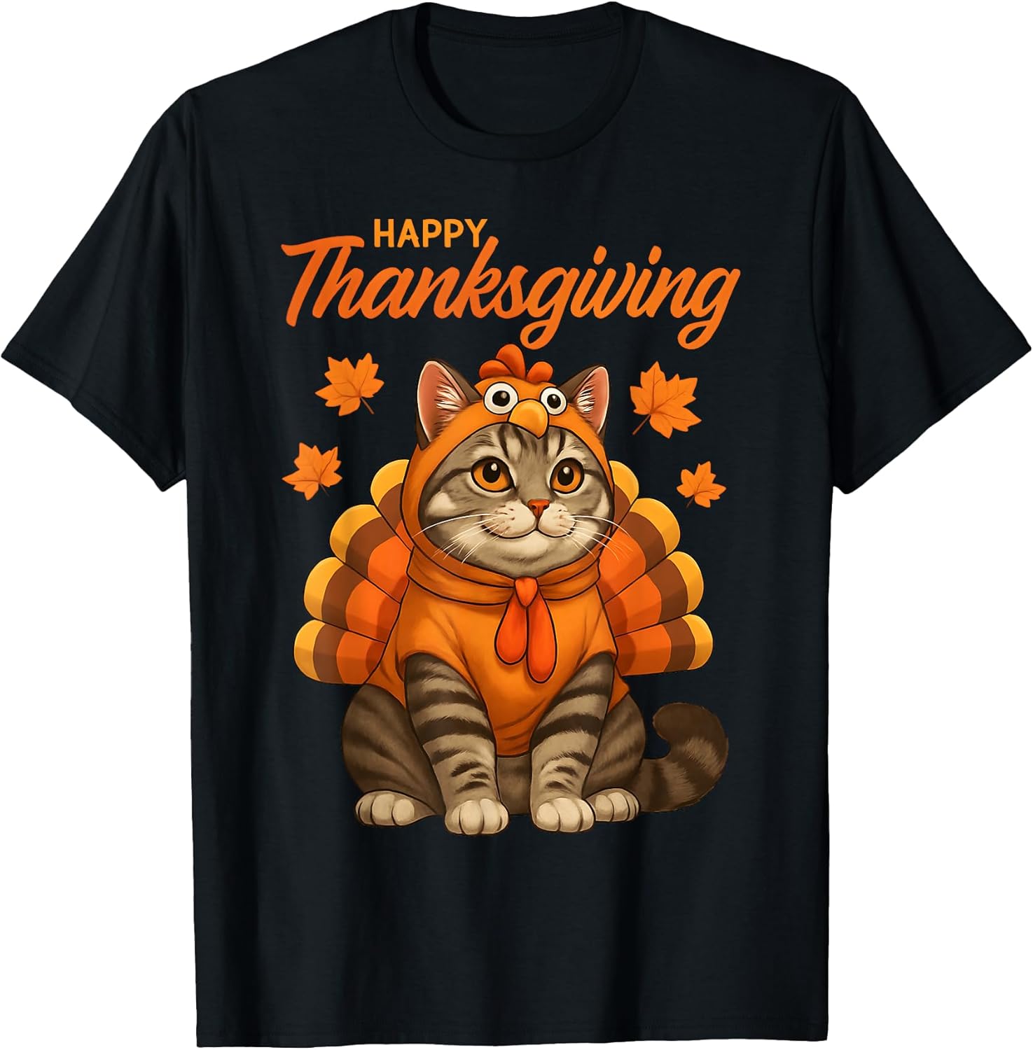 Happy Thanksgiving Cat Turkey Day Fall Women Girls Kids Men