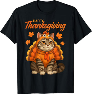 Happy Thanksgiving Cat Turkey Day Fall Women Girls Kids Men