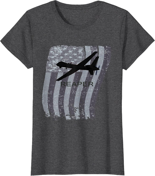 MQ-9 Reaper Drone Plane Distressed US Flag