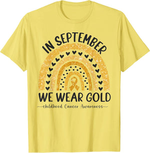 in September We Wear Gold Rainbow Childhood Cancer Awareness