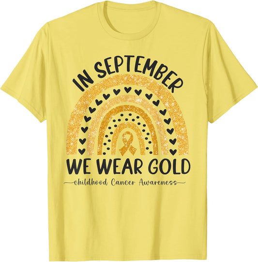 in September We Wear Gold Rainbow Childhood Cancer Awareness
